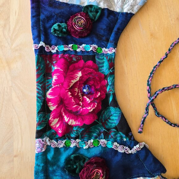 One-of-a-Kind Patchwork & Rose Festival Halter Top - Picture 2 of 7